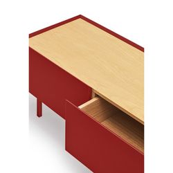 TV-Schrank aus Holz in Burgunderrot und Eichenfarbe, 180 x 40 x 45 cm | Rand