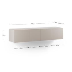 Cream-colored wooden TV stand, 180 x 35 x 38 cm | Daroca