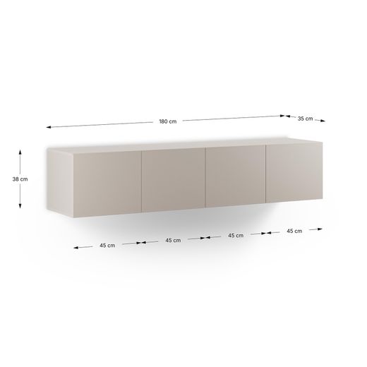 Cream-colored wooden TV stand, 180 x 35 x 38 cm | Daroca