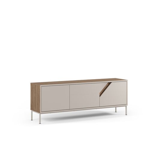Mueble TV de madera en color crema y roble, 150 x 35 x 55 cm | Lilou