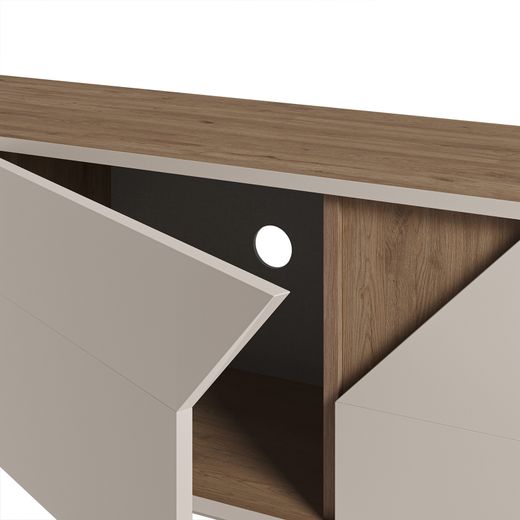 TV stand in cream and oak wood, 150 x 35 x 55 cm | Lilou