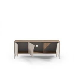 TV stand in cream and oak wood, 150 x 35 x 55 cm | Lilou