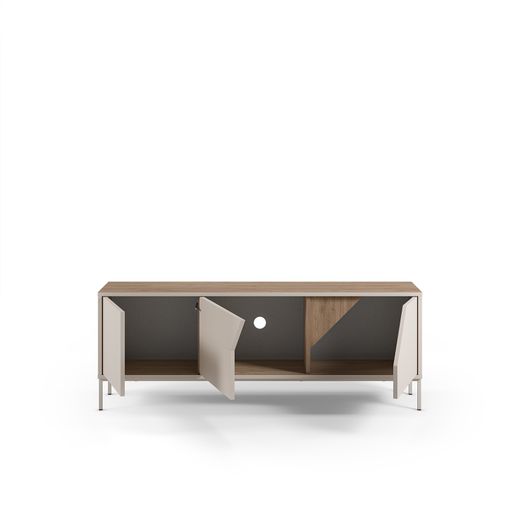 TV stand in cream and oak wood, 150 x 35 x 55 cm | Lilou
