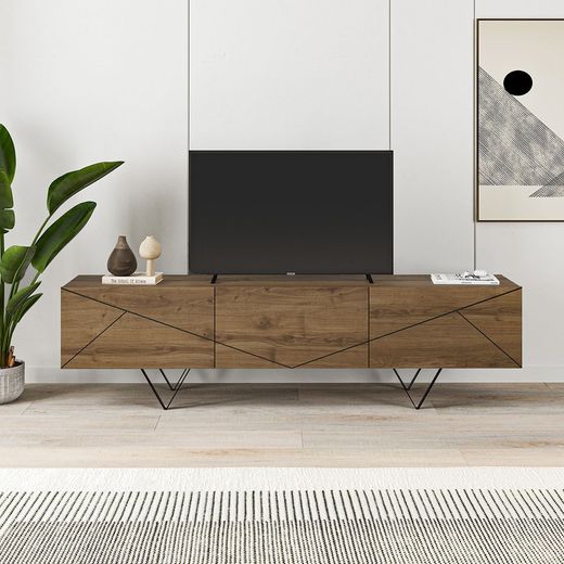 TV-skåp i trä i valnötsfärg, 160 x 37 x 42,8 cm | Connie