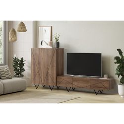 TV-skåp i trä i valnötsfärg, 160 x 37 x 42,8 cm | Connie