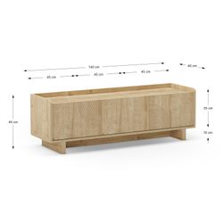 Wooden TV stand in oak color, 140 x 40 x 45 cm | Daira