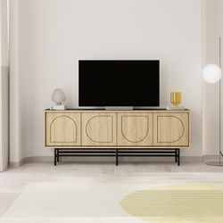Ensemble de salon composé d'un buffet, d'un buffet haut et d'un meuble TV en chêne | Giana