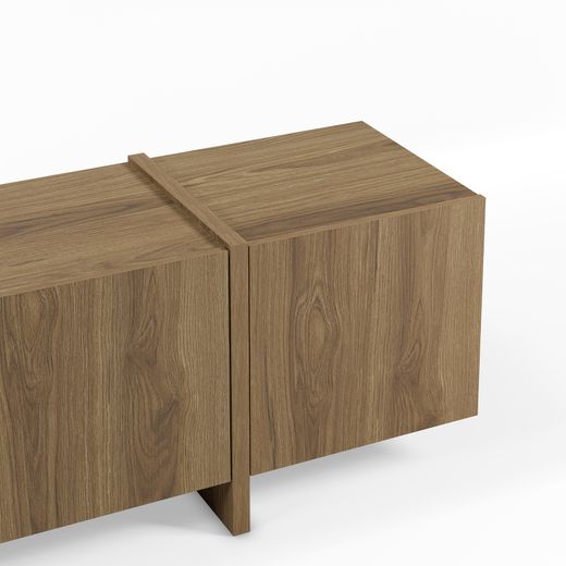 Wooden TV stand in oak color, 180 x 35 x 55 cm | Volia