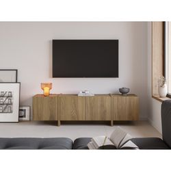 Wooden TV stand in oak color, 180 x 35 x 55 cm | Volia