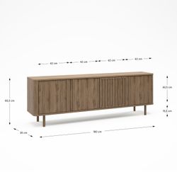 Wooden TV stand in oak color, 180 x 35 x 60.5 cm | Salma