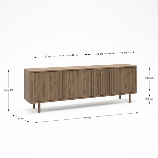 Wooden TV stand in oak color, 180 x 35 x 60.5 cm | Salma