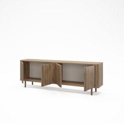 Wooden TV stand in oak color, 180 x 35 x 60.5 cm | Salma