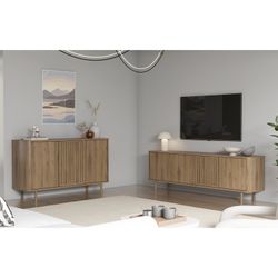 Wooden TV stand in oak color, 180 x 35 x 60.5 cm | Salma