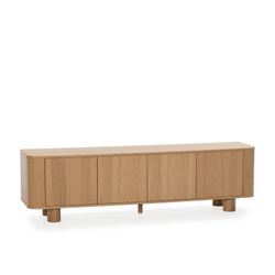 Wooden TV stand in oak color, 180 x 40 x 50.5 cm | Padoc