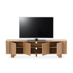 Wooden TV stand in oak color, 180 x 40 x 50.5 cm | Padoc