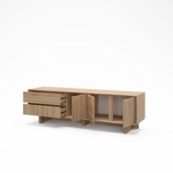 Wooden TV stand in oak color, 180 x 45 x 55.3 cm | Carpi