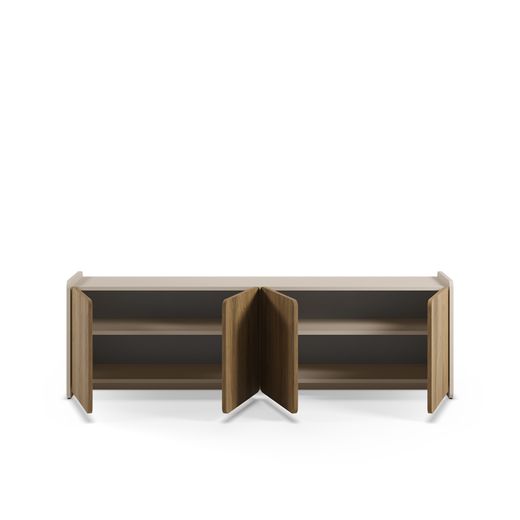 Wooden TV stand in oak and cream, 180 x 35 x 55 cm | Boucleon