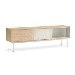 Wooden TV stand in oak and cream, 180 x 40 x 58 cm | Yoko