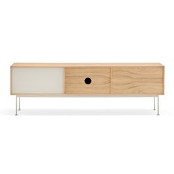 Wooden TV stand in oak and cream, 180 x 40 x 58 cm | Yoko