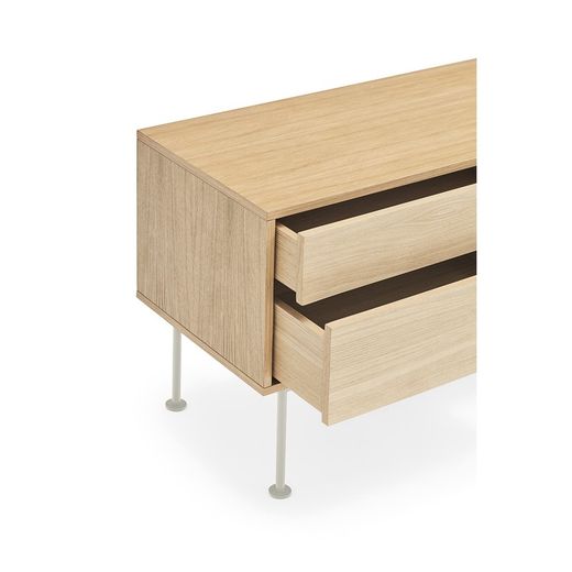Wooden TV stand in oak and cream, 180 x 40 x 58 cm | Yoko