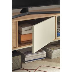 Wooden TV stand in oak and cream, 180 x 40 x 58 cm | Yoko