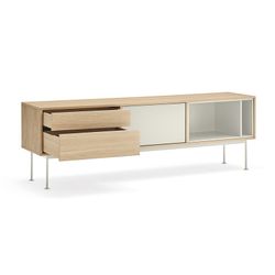 Wooden TV stand in oak and cream, 180 x 40 x 58 cm | Yoko