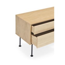 Wooden TV stand in oak and anthracite grey, 180 x 40 x 58 cm | Yoko