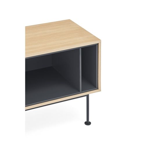 Wooden TV stand in oak and anthracite grey, 180 x 40 x 58 cm | Yoko