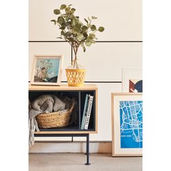 Wooden TV stand in oak and anthracite grey, 180 x 40 x 58 cm | Yoko