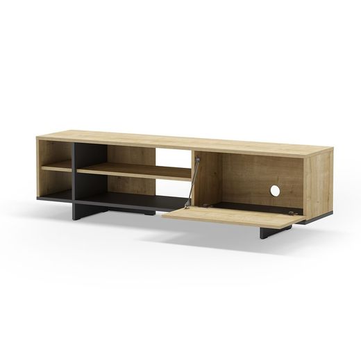 TV-Schrank aus Holz in Eiche und Schwarz, 160 x 35,6 x 44 cm | Cequoia