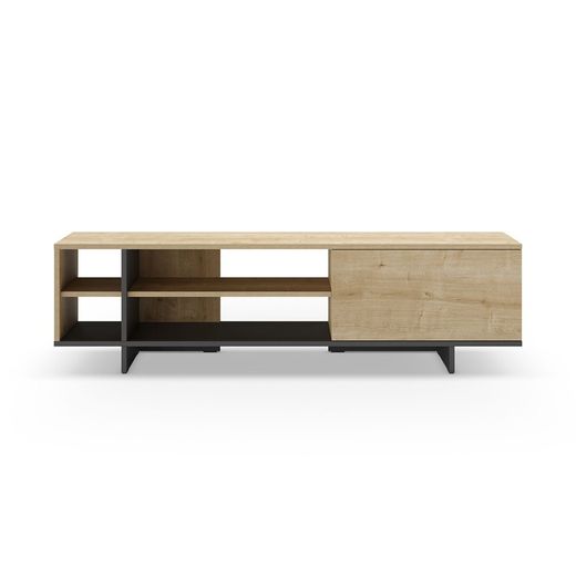 TV-Schrank aus Holz in Eiche und Schwarz, 160 x 35,6 x 44 cm | Cequoia