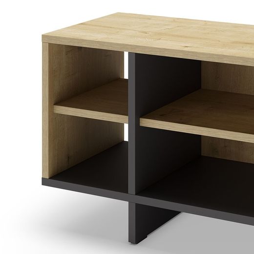 TV-Schrank aus Holz in Eiche und Schwarz, 160 x 35,6 x 44 cm | Cequoia