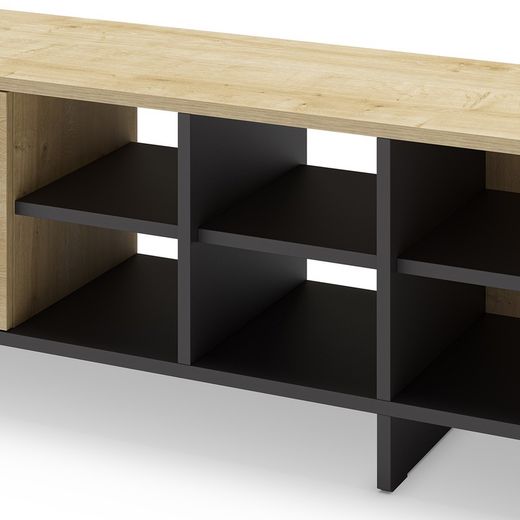 TV-Schrank aus Holz in Eiche und Schwarz, 230 x 35,6 x 44 cm | Cequoia