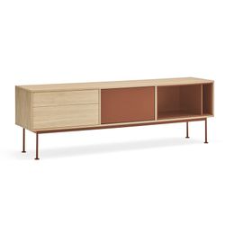 Wooden TV stand in oak and tile, 180 x 40 x 58 cm | Yoko
