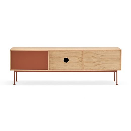 Wooden TV stand in oak and tile, 180 x 40 x 58 cm | Yoko