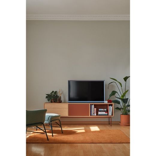 Wooden TV stand in oak and tile, 180 x 40 x 58 cm | Yoko