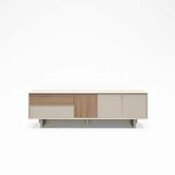 Wooden TV stand in oak and mink color, 180 x 45 x 55.3 cm | Carpi
