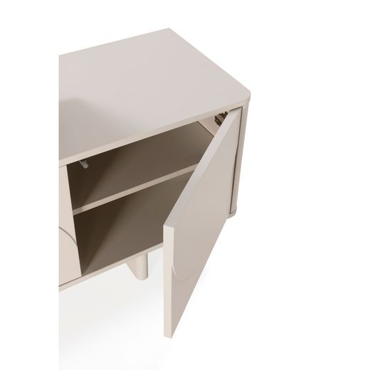Cream-colored wooden TV stand, 180 x 40 x 55 cm | Solei