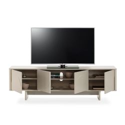Cream-colored wooden TV stand, 180 x 40 x 55 cm | Solei
