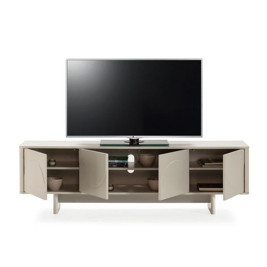 Cream-colored wooden TV stand, 180 x 40 x 55 cm | Solei