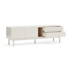 Mueble TV de madera en crema, 180 x 40 x 56 cm | Corvo