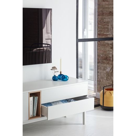 Cream wooden TV cabinet, 180 x 40 x 56 cm | Corvo