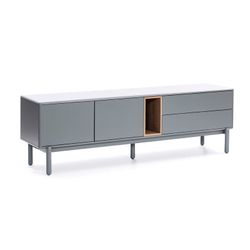 Pearl grey wooden TV cabinet, 180 x 40 x 56 cm | Corvo