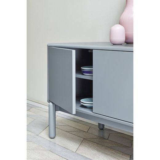 Pearl grey wooden TV cabinet, 180 x 40 x 56 cm | Corvo