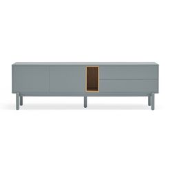 Pearl grey wooden TV cabinet, 180 x 40 x 56 cm | Corvo