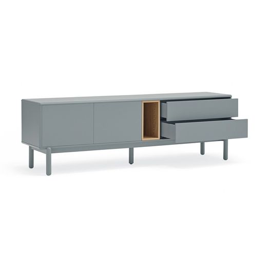 Pearl grey wooden TV cabinet, 180 x 40 x 56 cm | Corvo