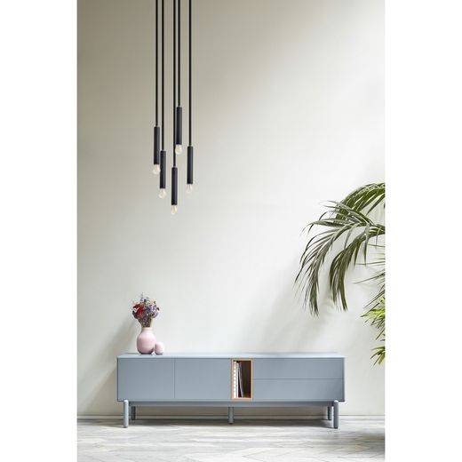 Pearl grey wooden TV cabinet, 180 x 40 x 56 cm | Corvo