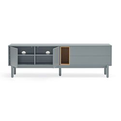 Pearl grey wooden TV cabinet, 180 x 40 x 56 cm | Corvo