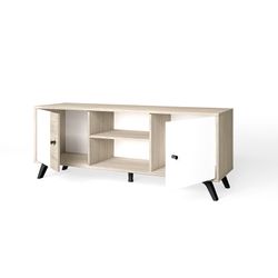 Meuble TV en bois naturel et blanc, 136,3 x 40 x 53,1 cm | Sahara