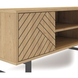 Meuble TV en bois naturel et noir, 140 x 40 x 51,5 cm | Madone